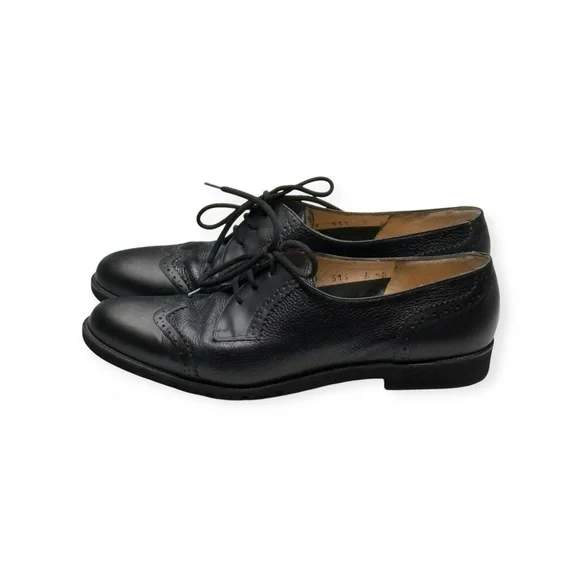 Vintage: Salvatore Ferragamo Boutique ✽ Oxford Wingtip Shoes ✽ Black Leather 7M - Picture 9 of 16